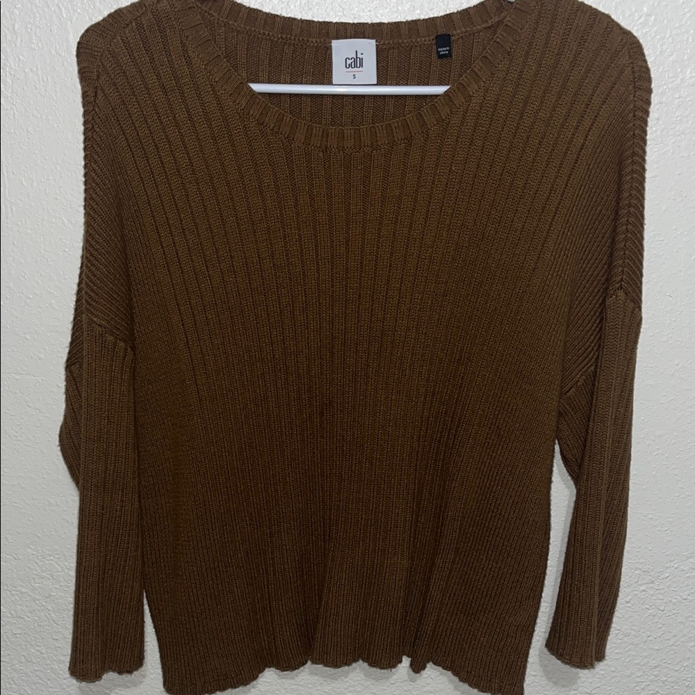CAbi Women's Tan Crew Neck Sweater